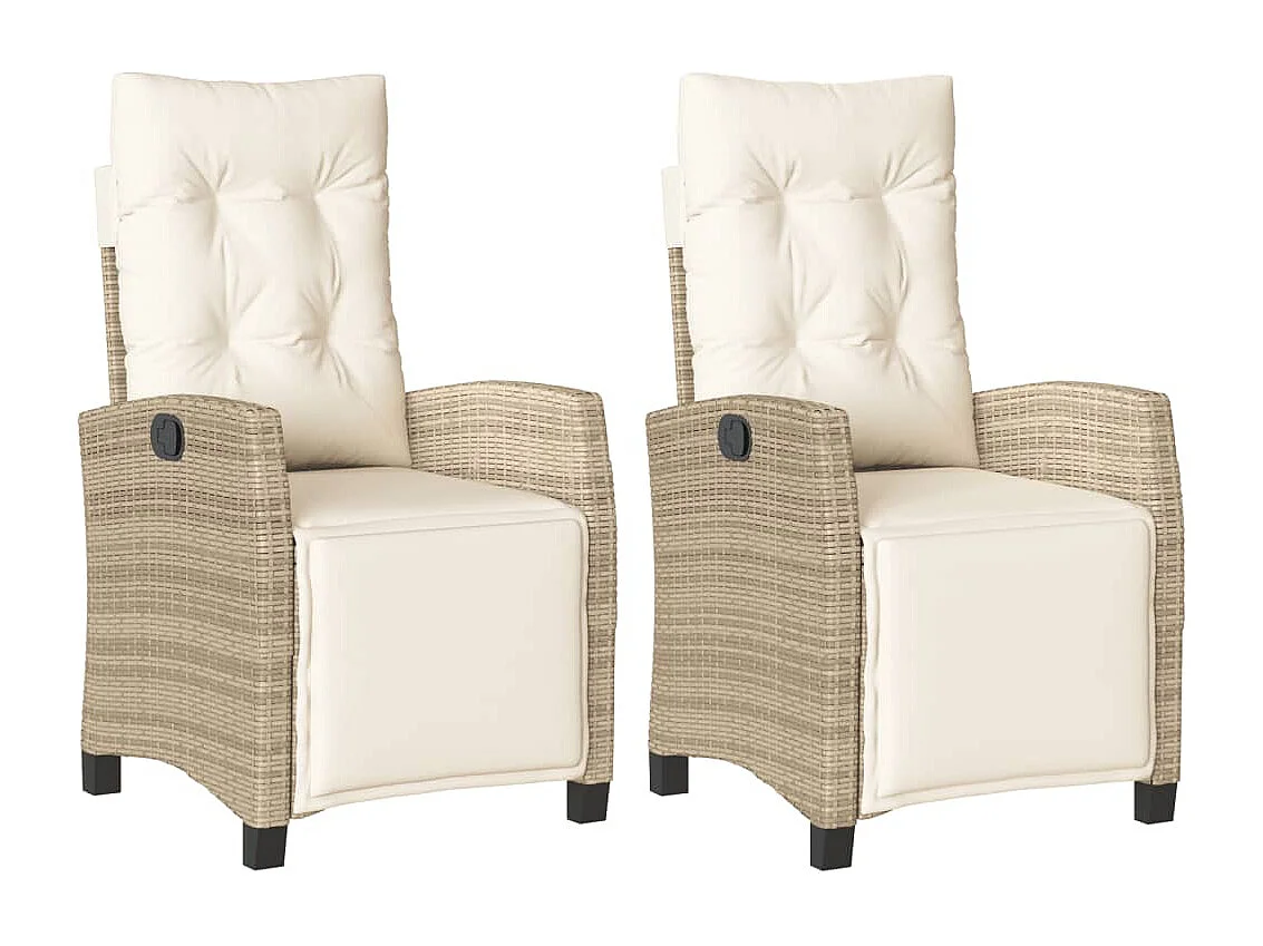 Chaises inclinables de jardin lot de 2 avec repose-pied rotin