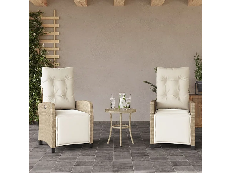 Chaises inclinables de jardin lot de 2 avec repose-pied rotin