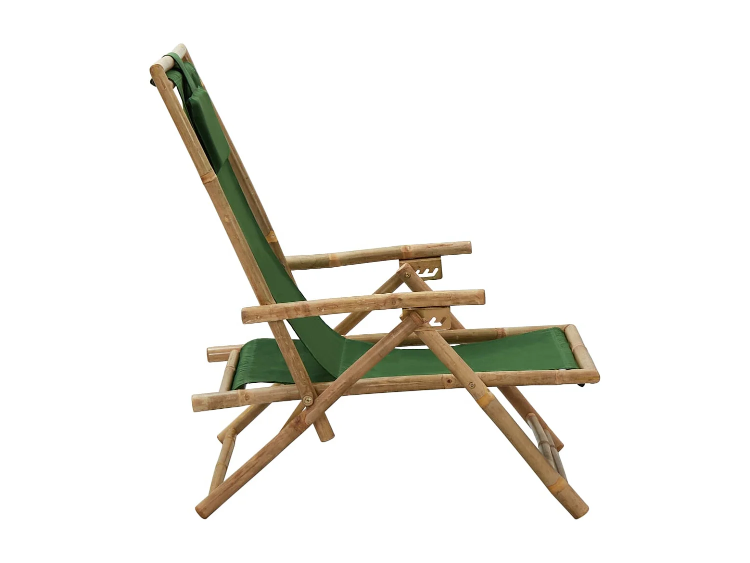 Chaise de relaxation inclinable Vert Bambou et tissu