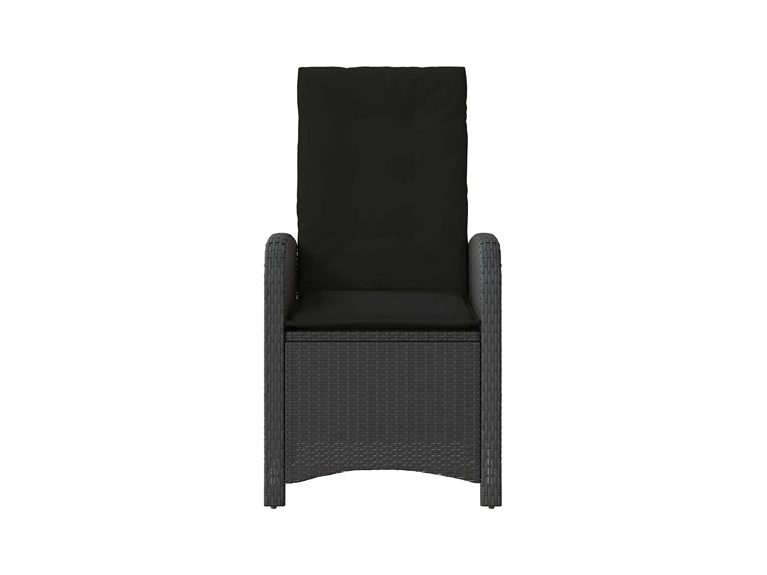 Set van 2 verstelbare tuinstoelen met zwarte rotan kussens