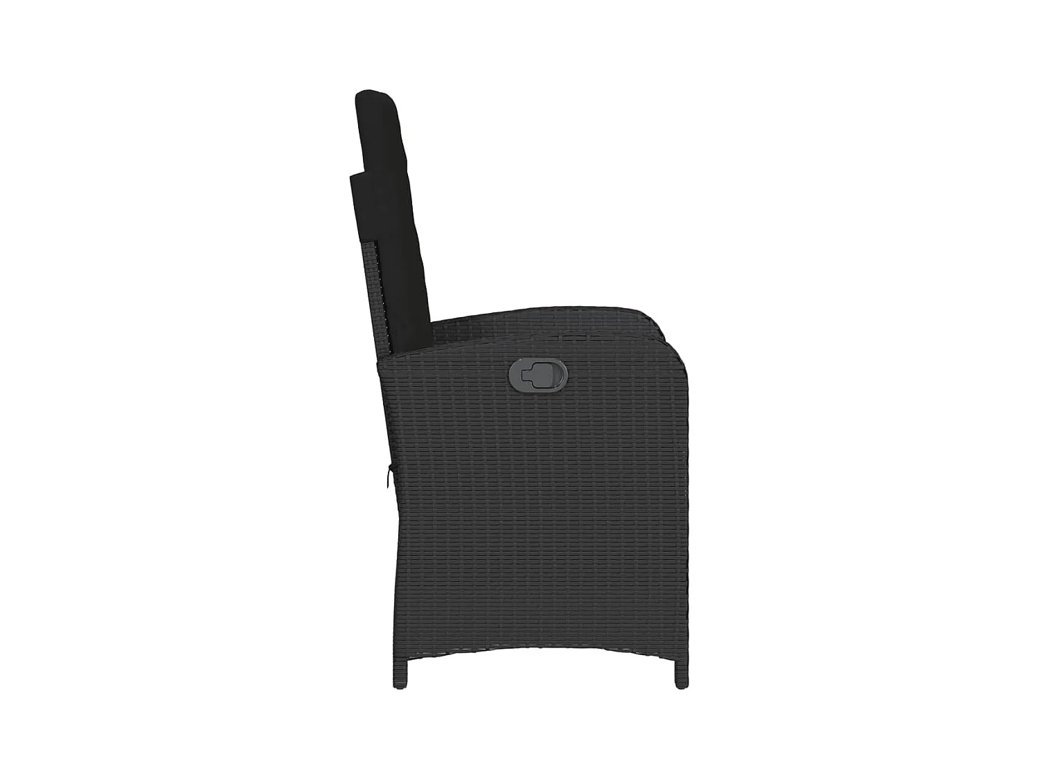 Set van 2 verstelbare tuinstoelen met zwarte rotan kussens