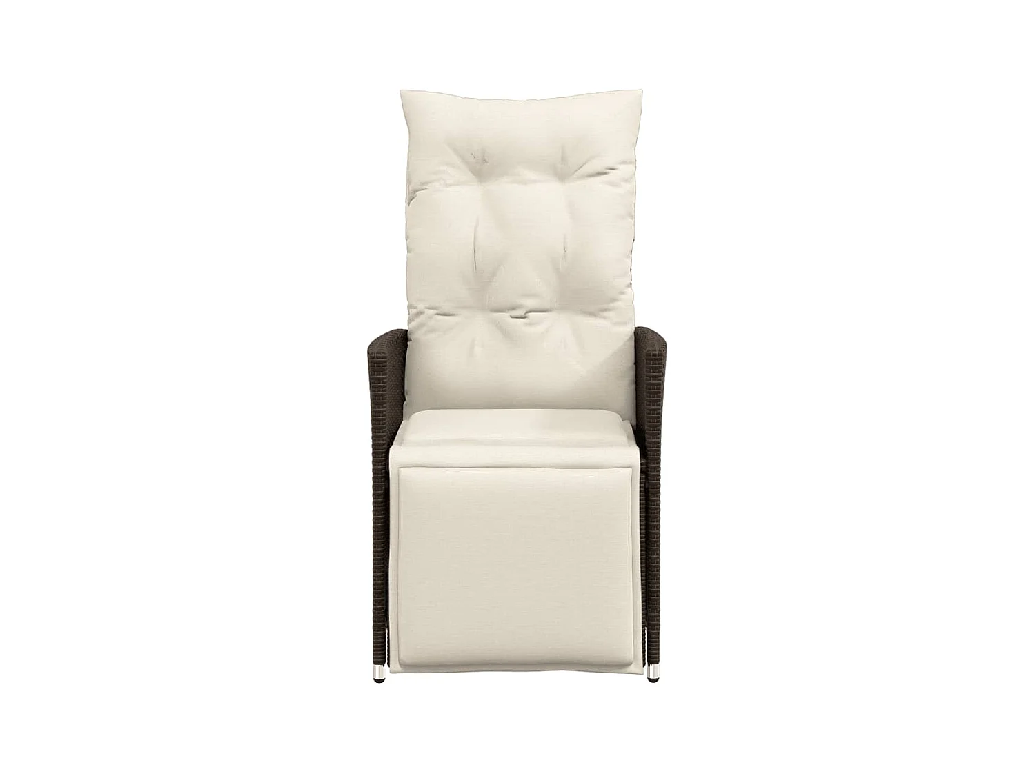 Chaises inclinables de jardin lot de 2 et coussins marron rotin