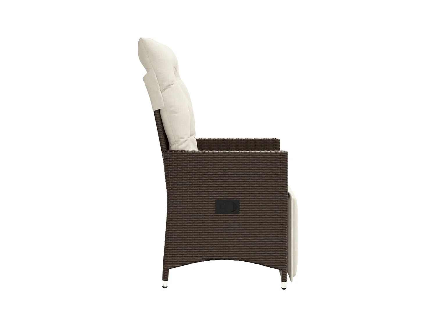 Chaises inclinables de jardin lot de 2 et coussins marron rotin