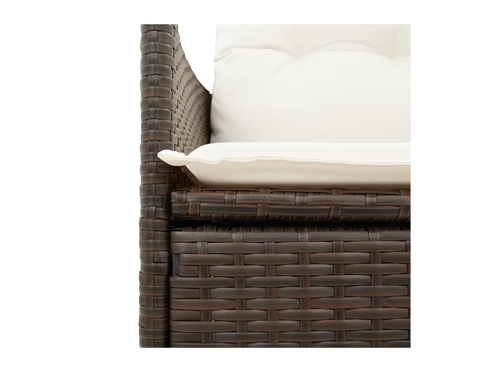 Chaises inclinables de jardin lot de 2 et coussins marron rotin