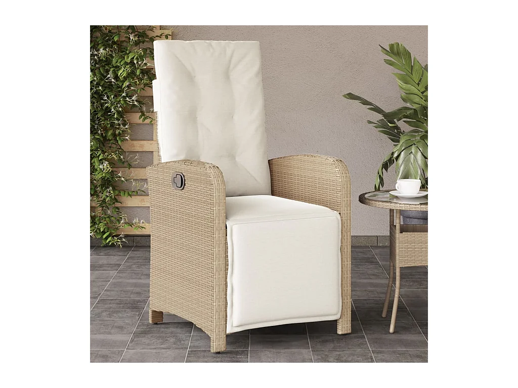 Set van 2 verstelbare tuinstoelen met rotan voetenbankje