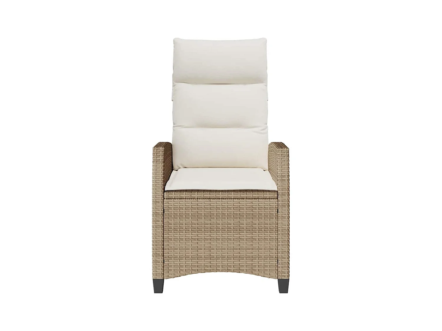 Chaise de jardin inclinable et table d'appoint beige polyrotin