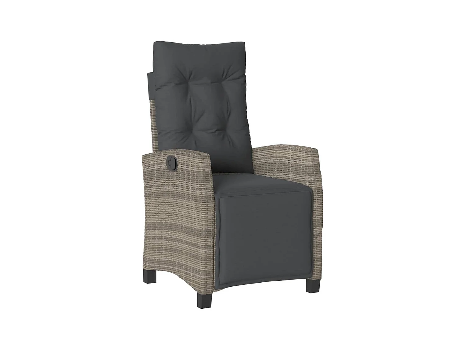 Silla de jardín reclinable y reposapiés en resina tejida gris