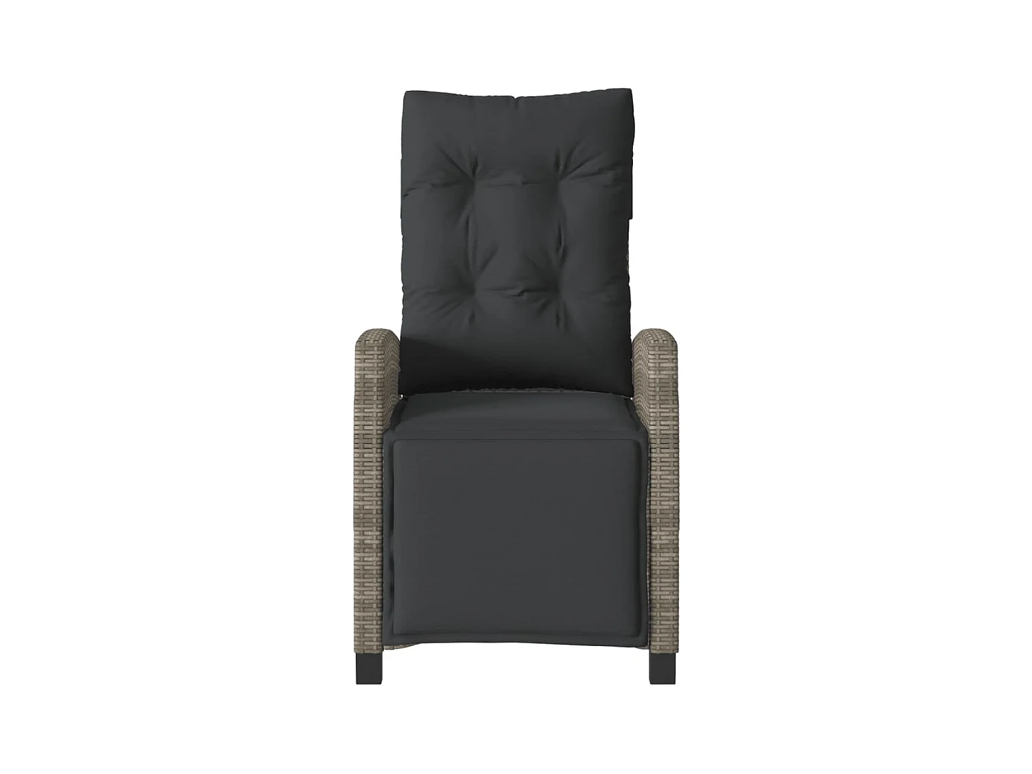 Silla de jardín reclinable y reposapiés en resina tejida gris