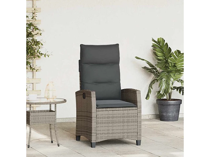 Chaise de jardin inclinable avec table d'appoint gris polyrotin
