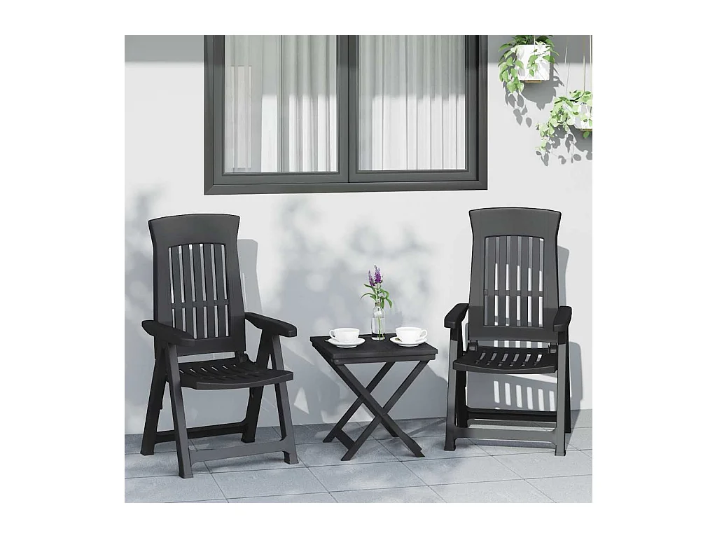 Chaises inclinables de jardin lot de 2 anthracite PP