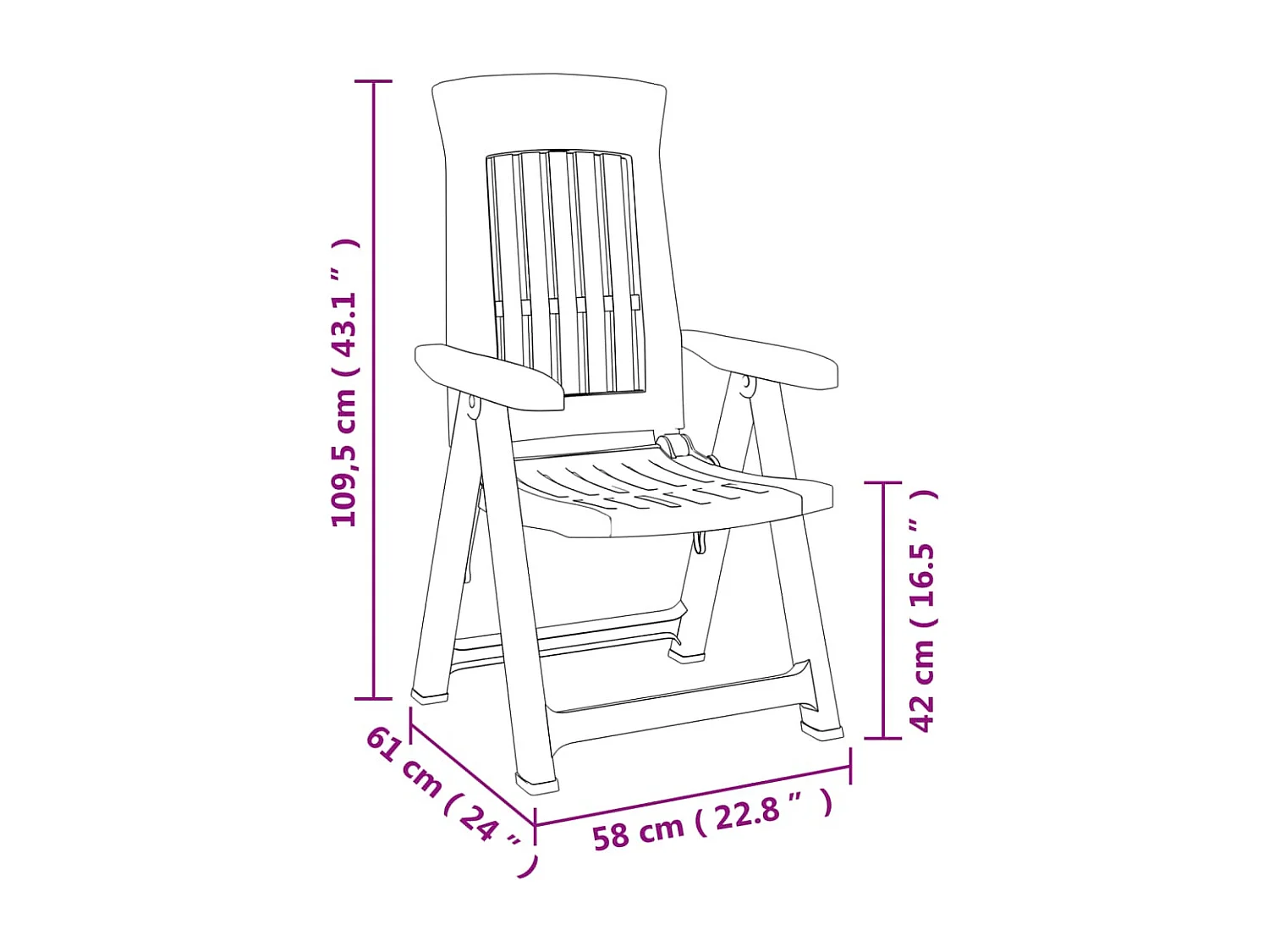 Chaises inclinables de jardin lot de 2 anthracite PP