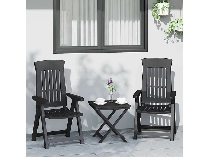 Chaises inclinables de jardin lot de 2 anthracite PP