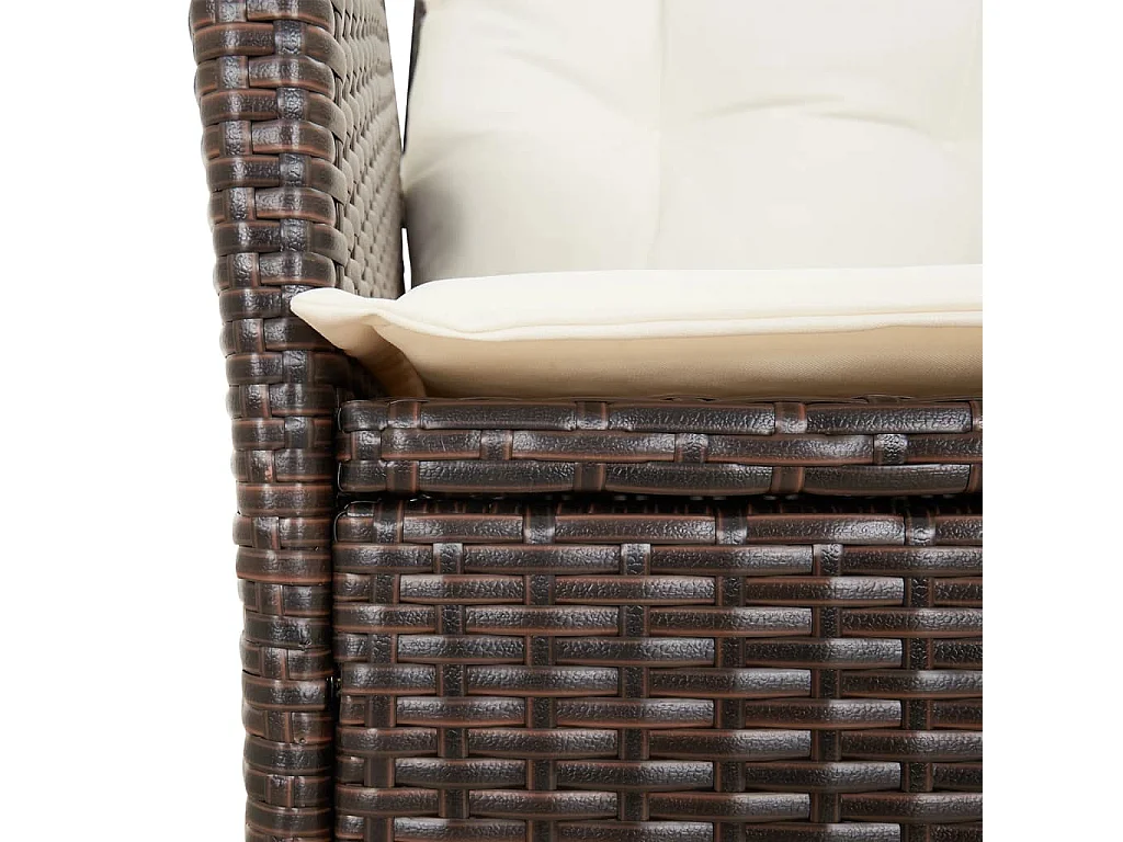 Chaises inclinables de jardin lot de 2 et coussins marron rotin