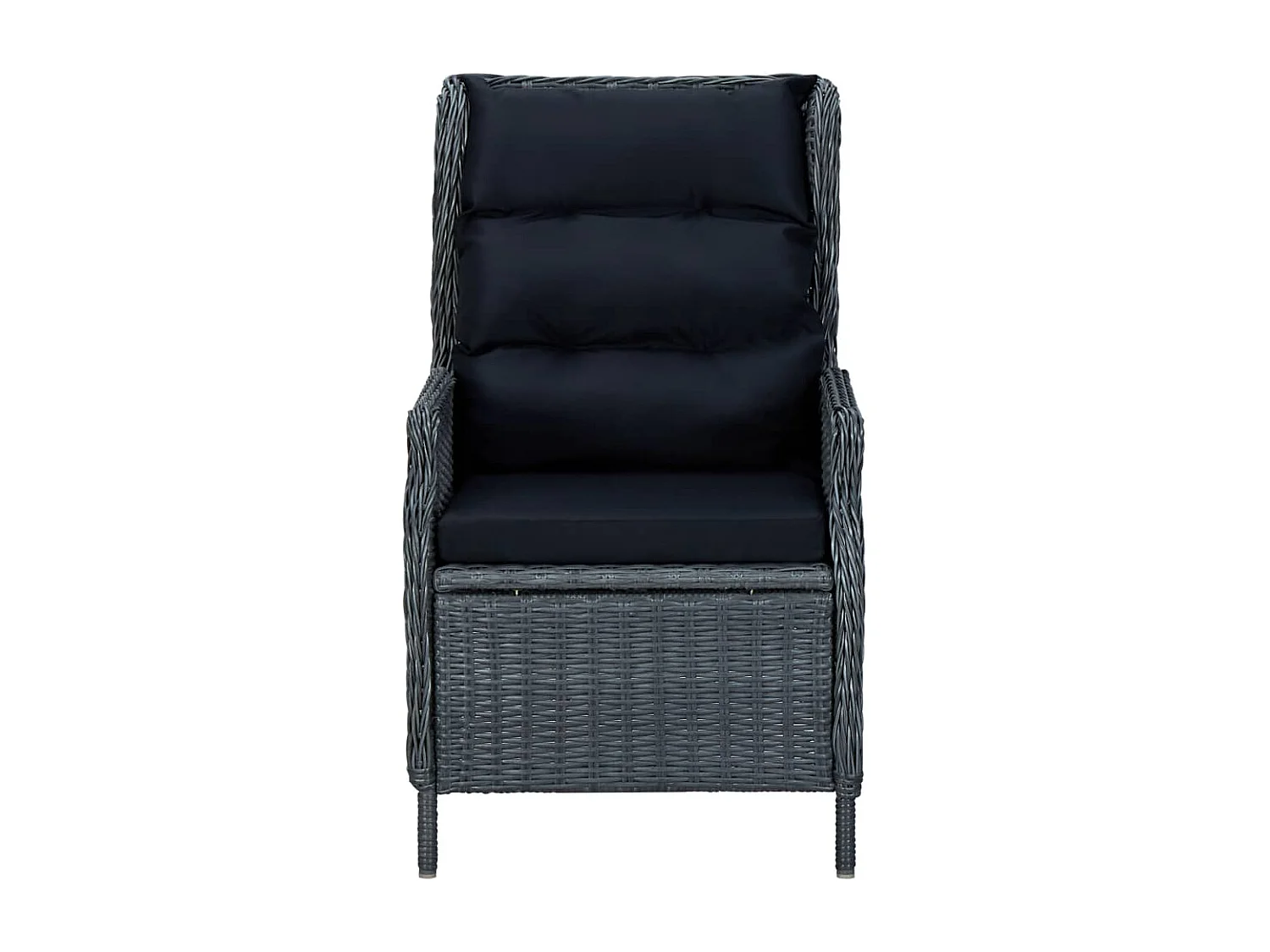 Chaise inclinable de jardin coussins Résine tressée Gris foncé