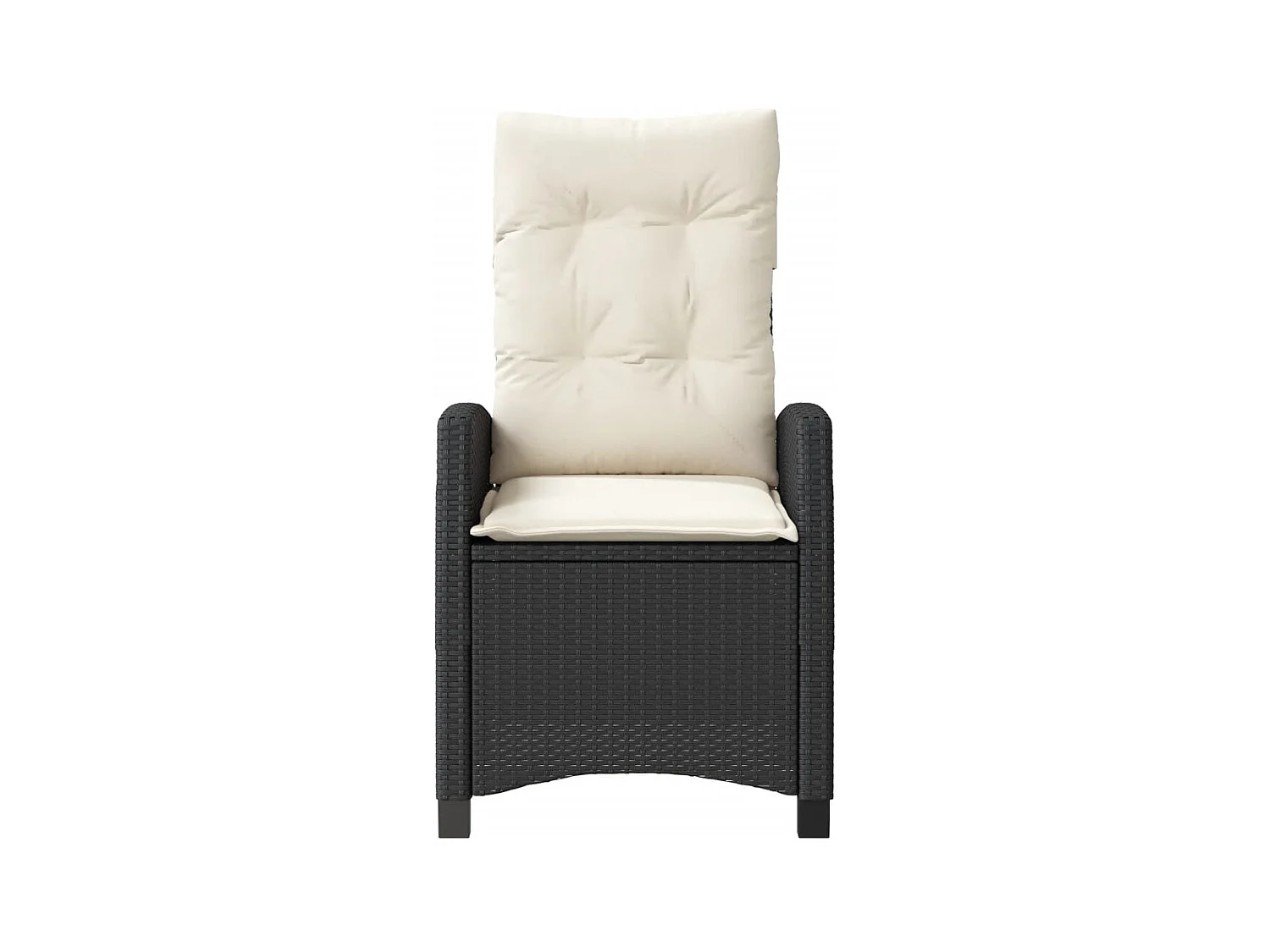 Set van 2 verstelbare tuinstoelen met zwarte rotan kussens