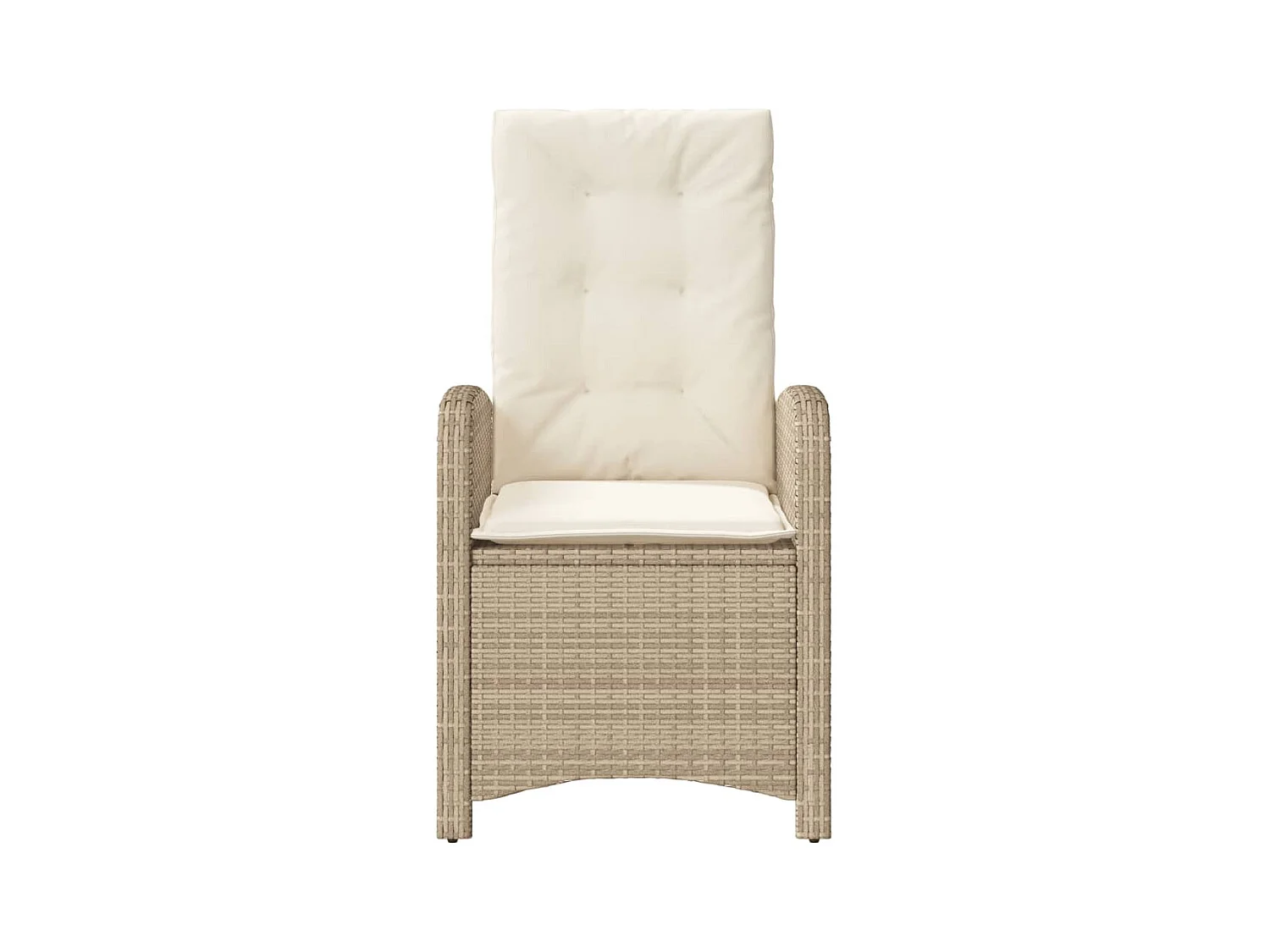 Sedia da giardino reclinabile con cuscini in vimini di resina beige