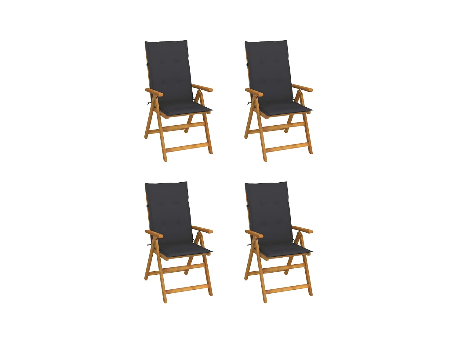 Set van 4 verstelbare tuinstoelen met kussens Acaciahout