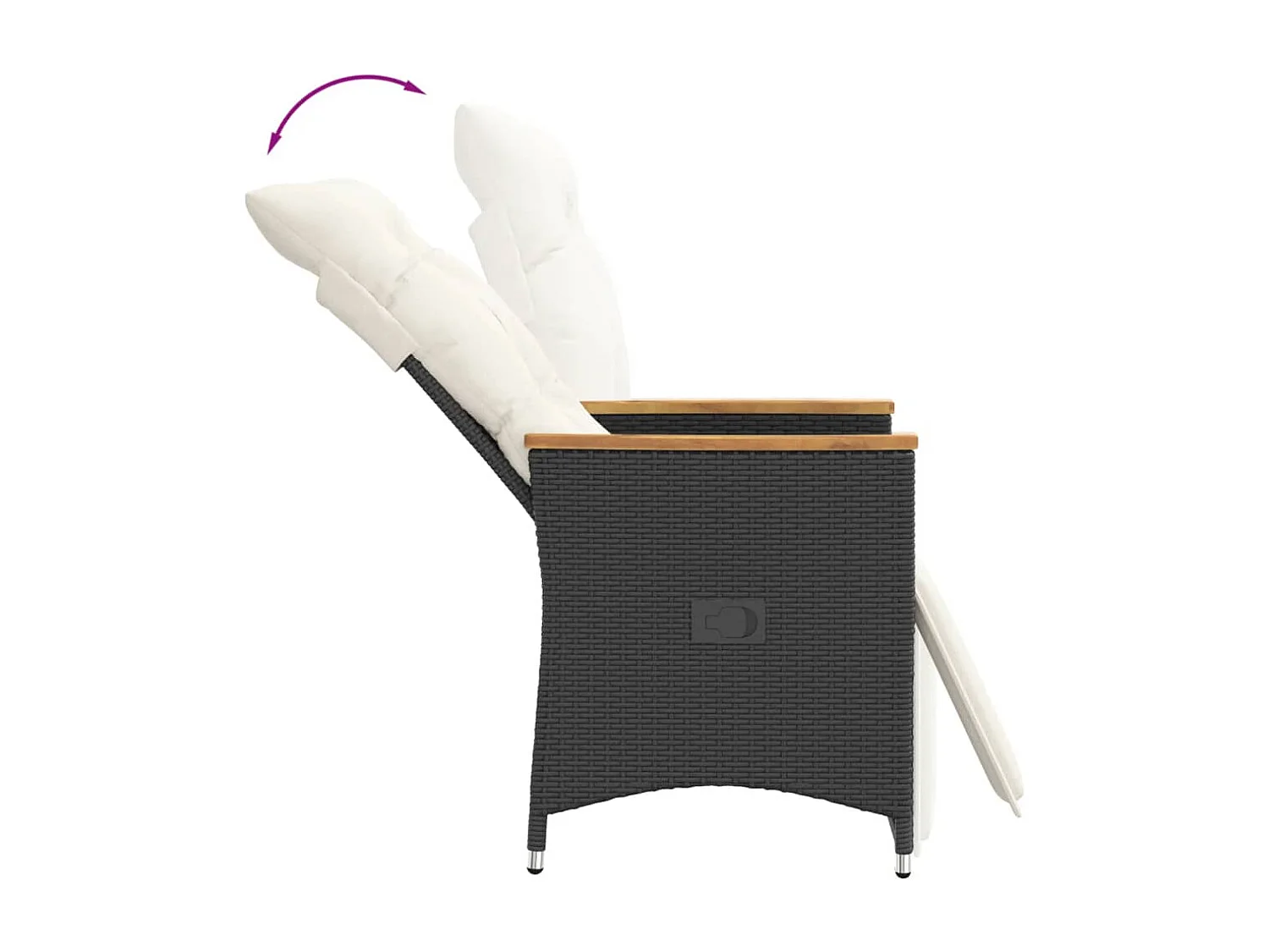 Set di 2 sedie da giardino reclinabili con cuscini in rattan nero