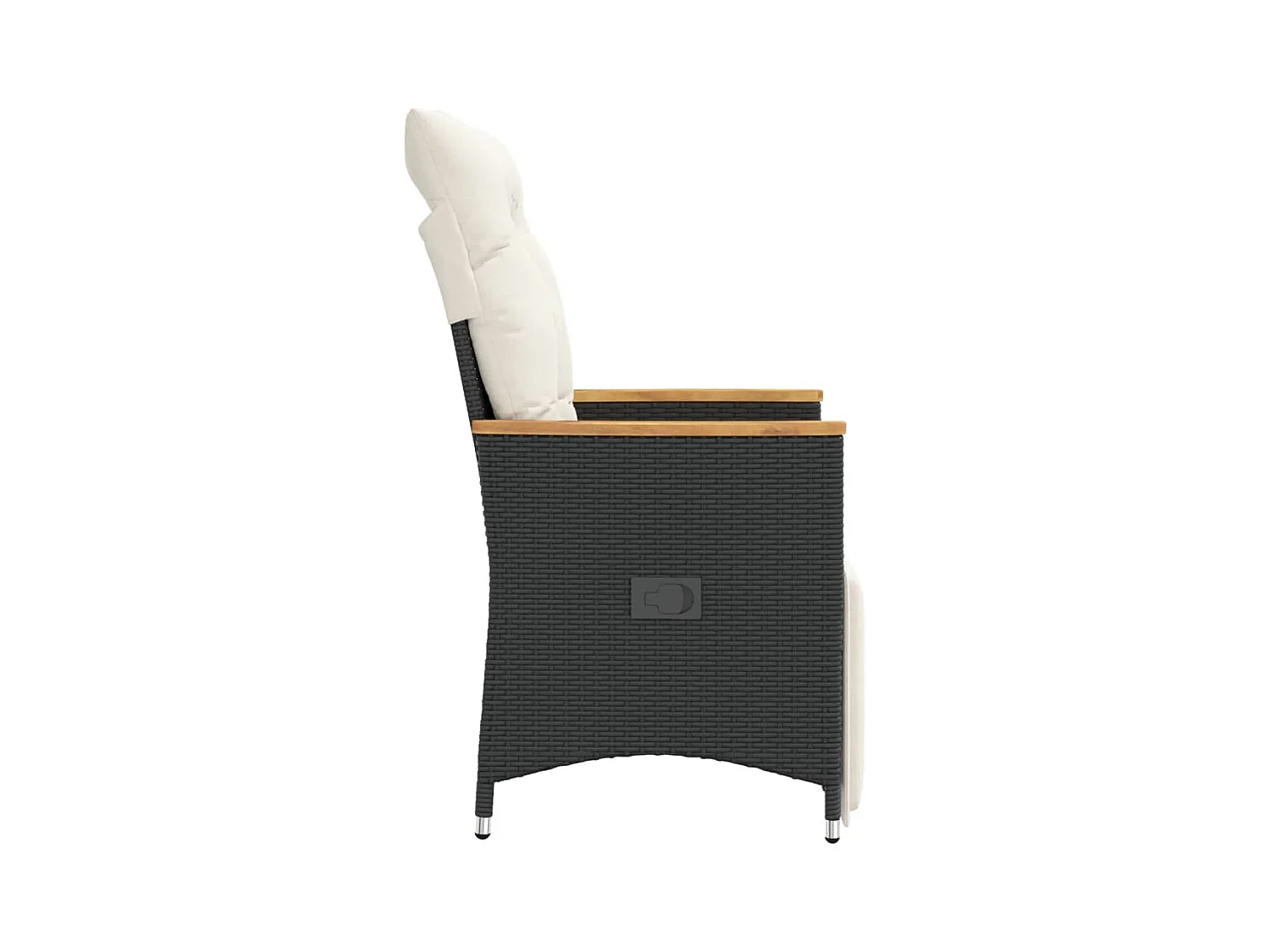 Chaises inclinables de jardin lot de 2 et coussins noir rotin