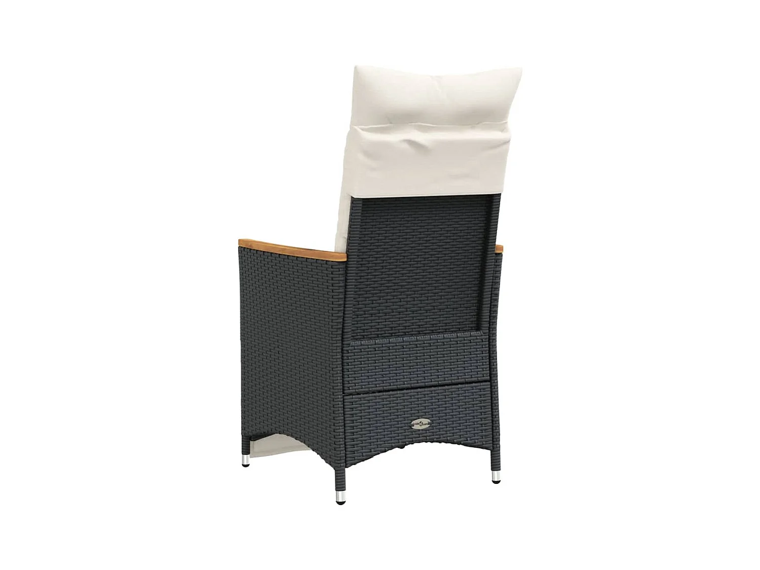 Chaises inclinables de jardin lot de 2 et coussins noir rotin
