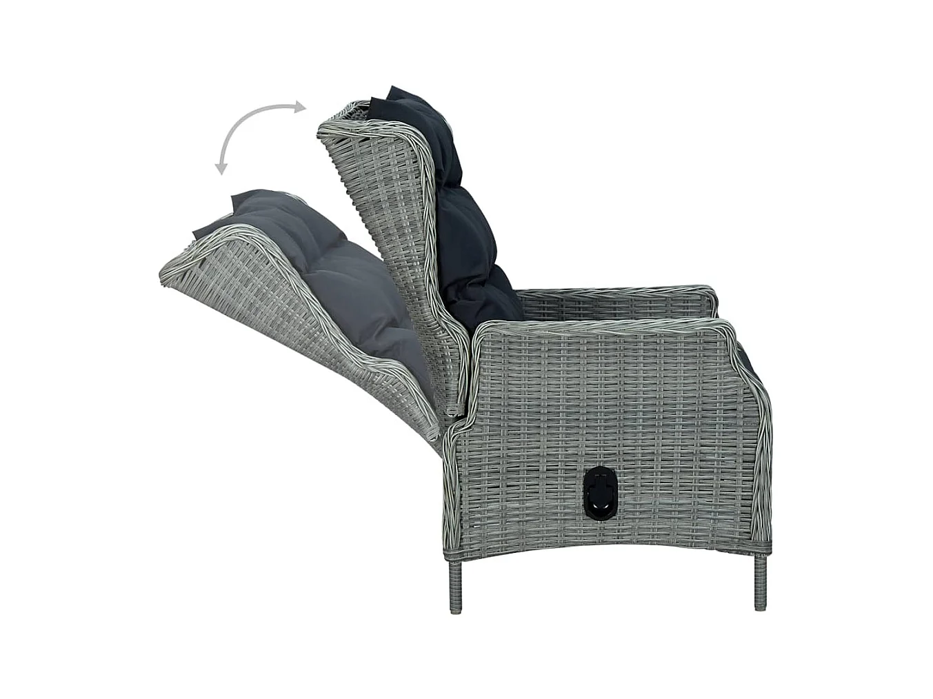 Chaise inclinable de jardin coussins Résine tressée Gris clair