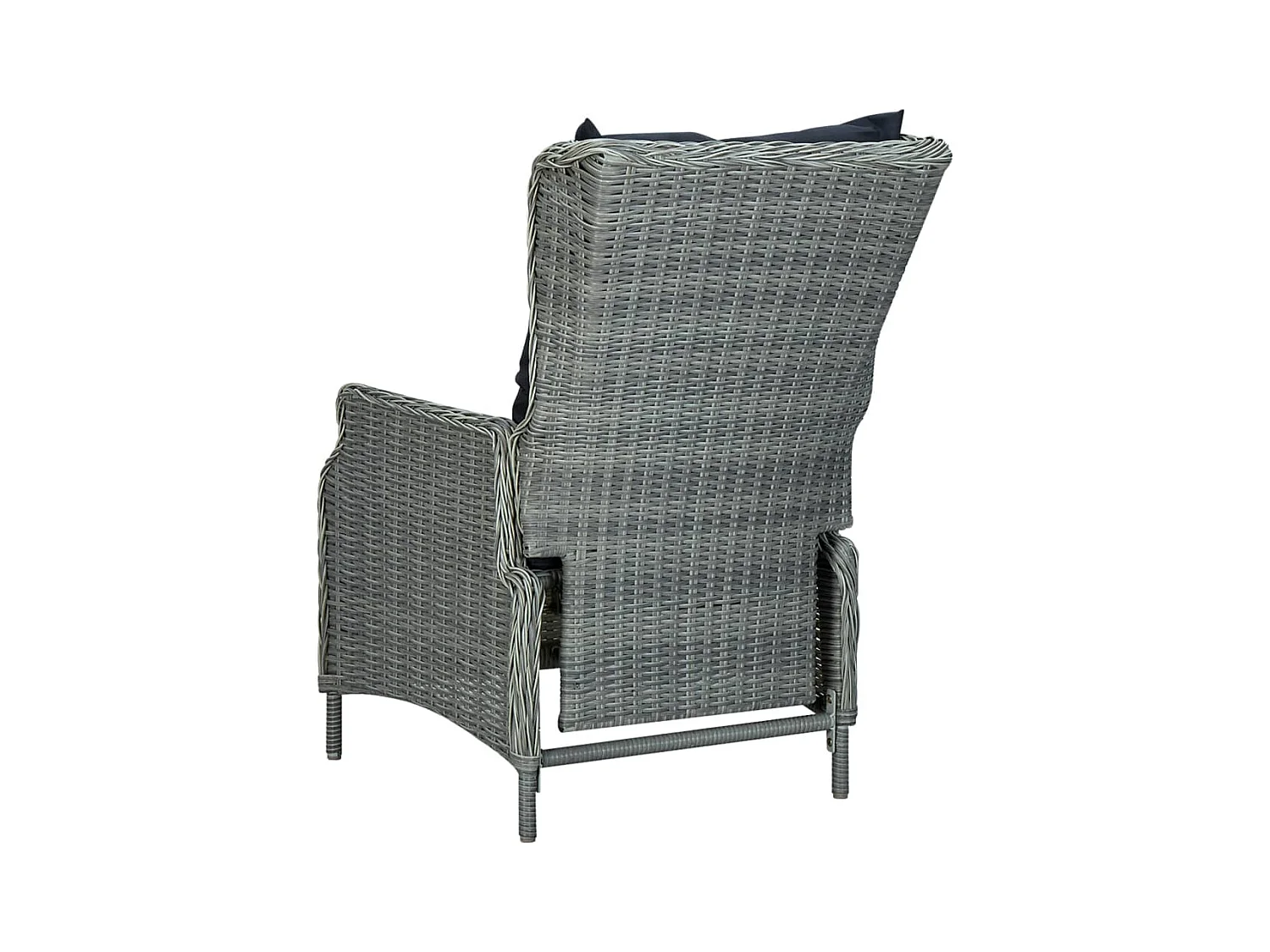 Chaise inclinable de jardin coussins Résine tressée Gris clair