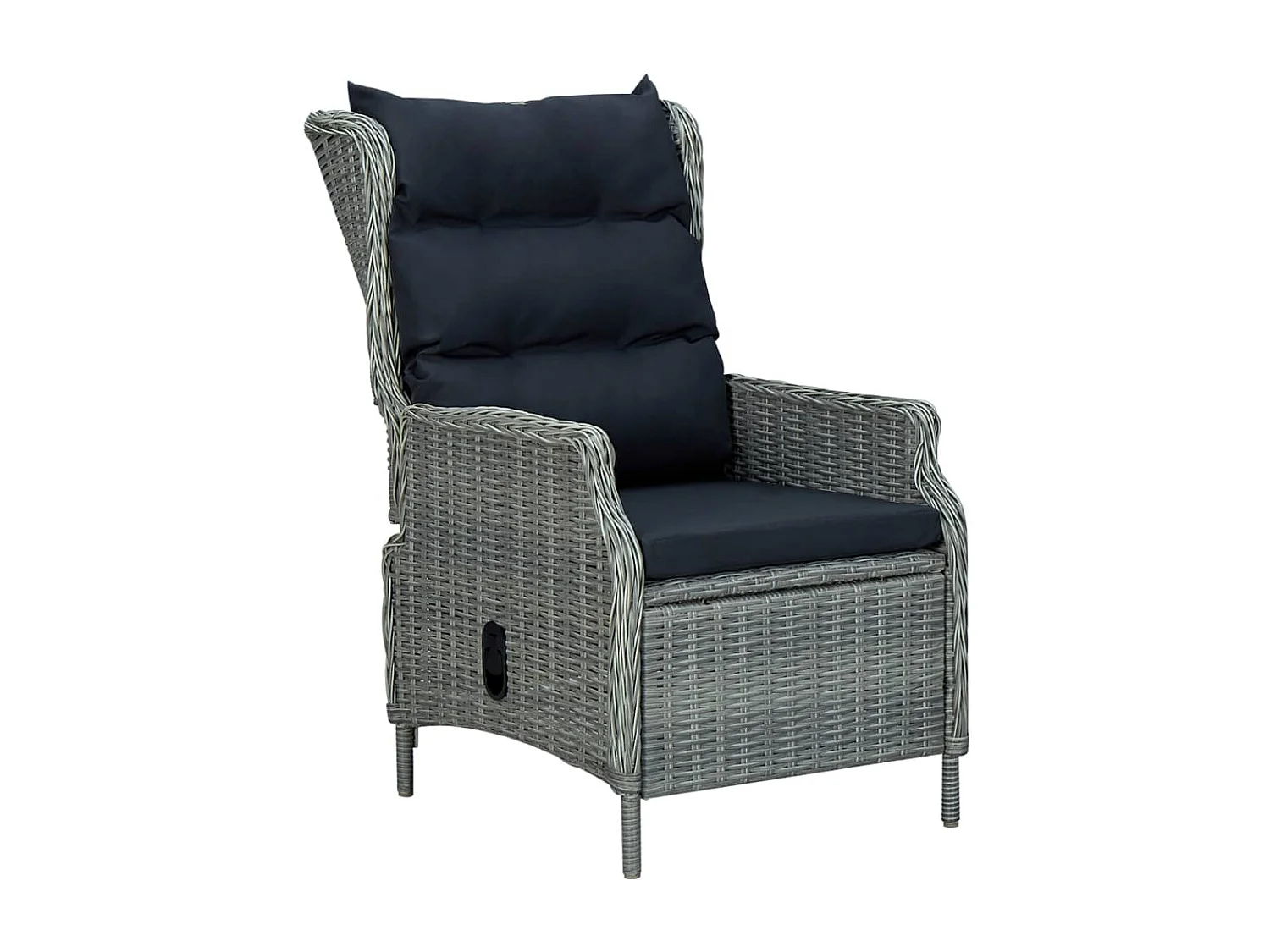 Chaise inclinable de jardin coussins Résine tressée Gris clair