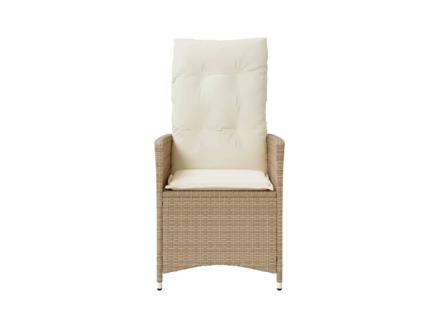 Silla de jardín reclinable con cojines de mimbre de resina beige