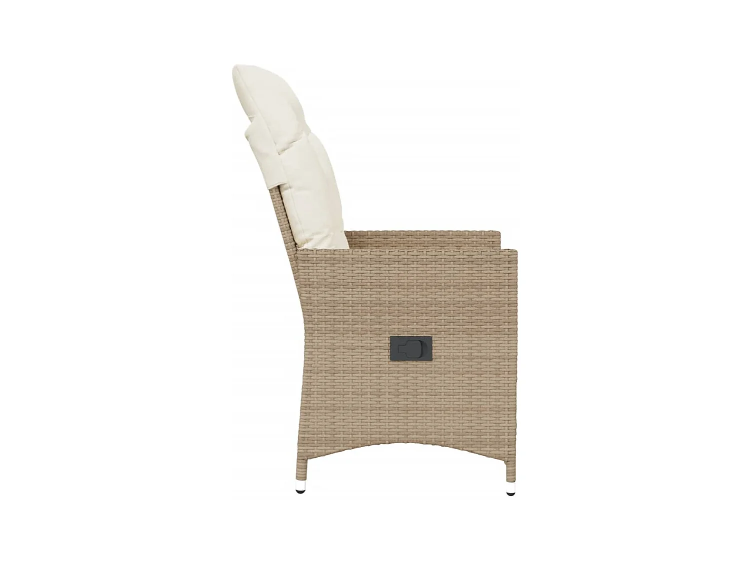 Silla de jardín reclinable con cojines de mimbre de resina beige
