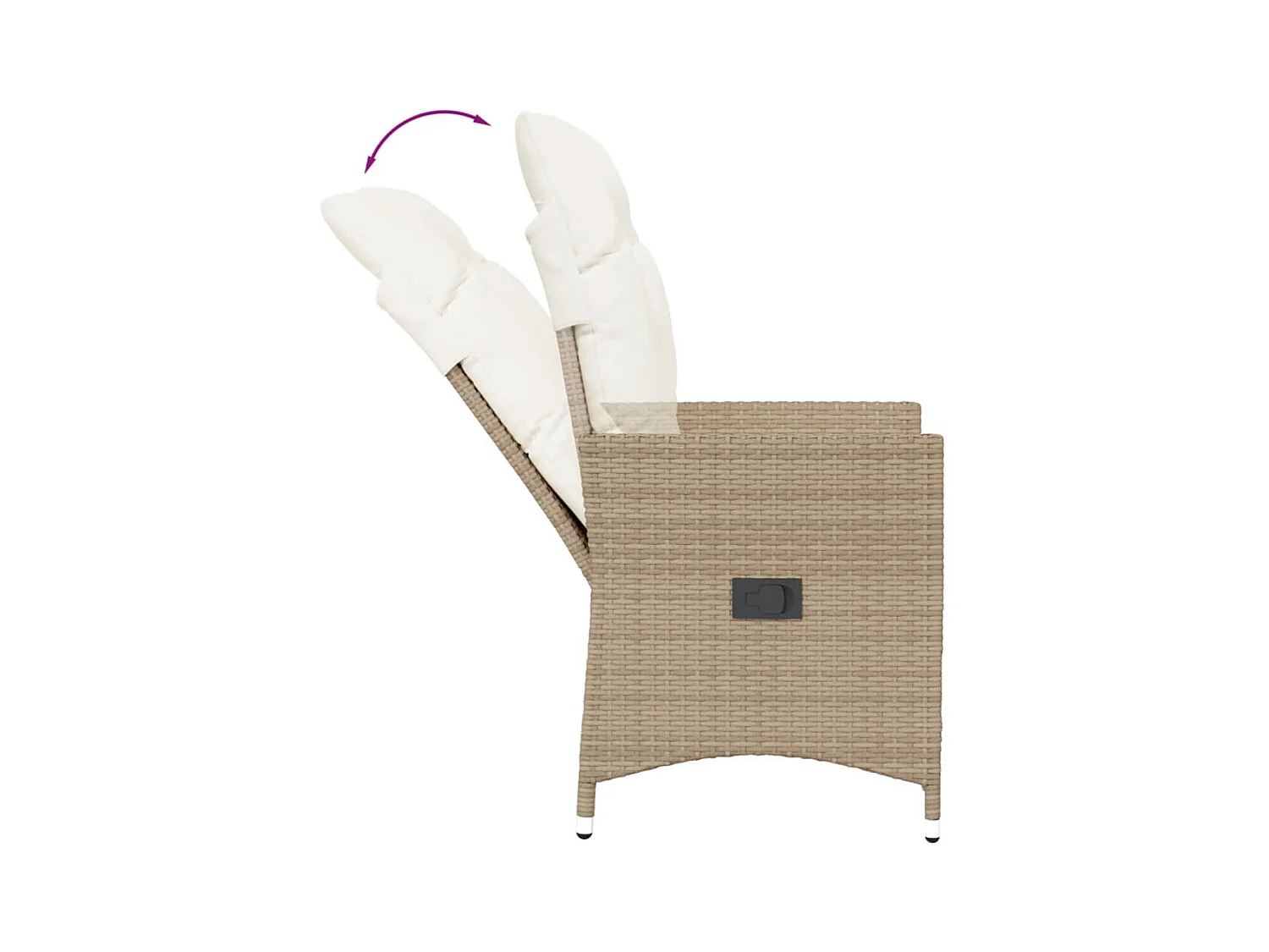 Silla de jardín reclinable con cojines de mimbre de resina beige