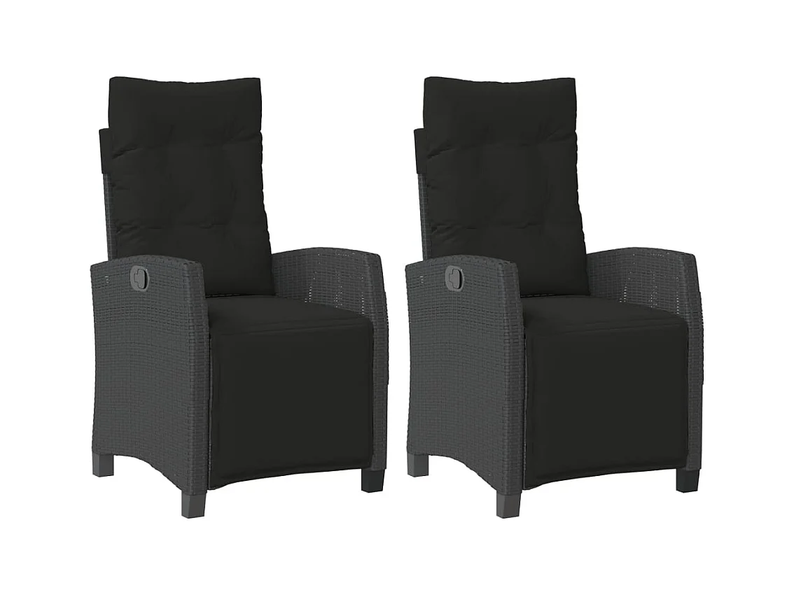 Tuinstoelen Set van 2 Zwarte Rotan Voetenbank