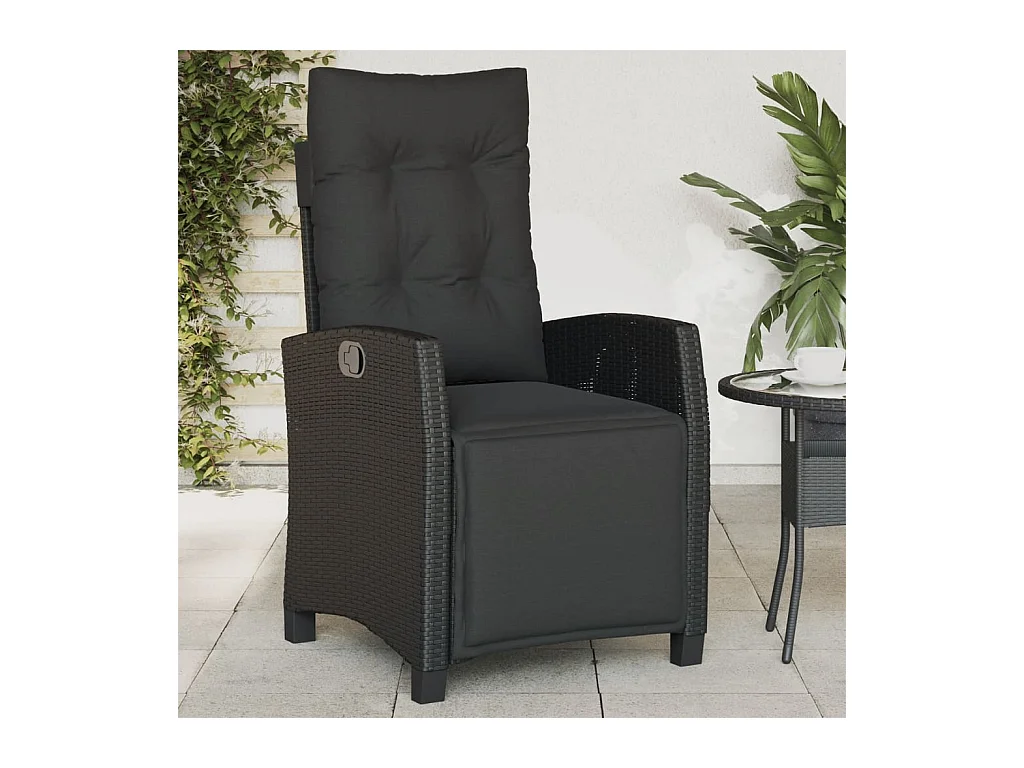 Tuinstoelen Set van 2 Zwarte Rotan Voetenbank