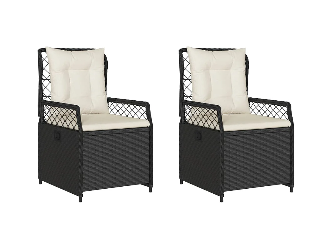 Set van 2 verstelbare tuinstoelen in zwart riethars