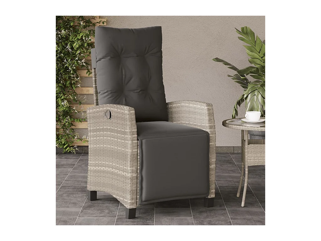 Set van 2 verstelbare tuinstoelen met rotan voetenbankje