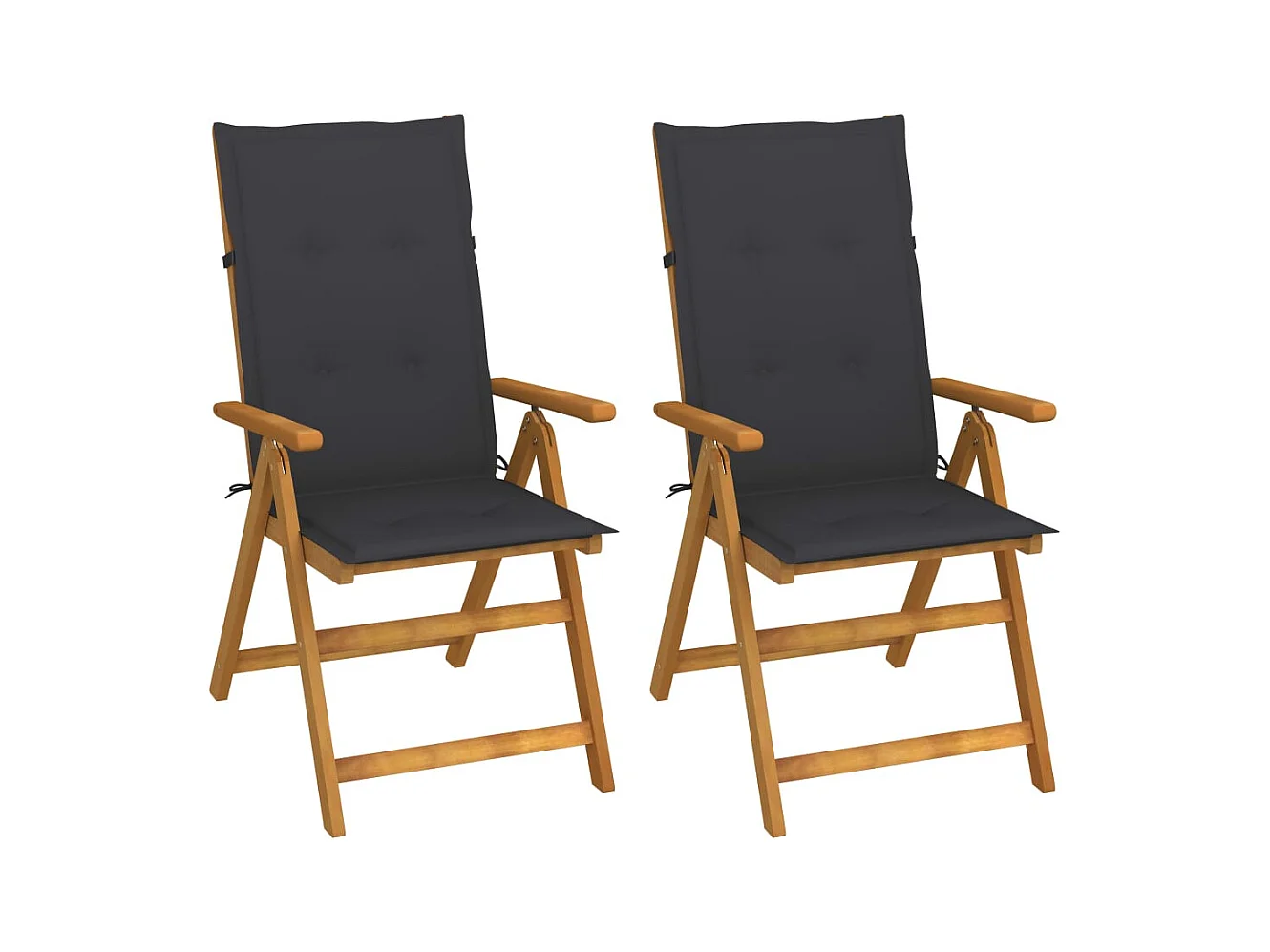 Set van 2 verstelbare tuinstoelen met kussens Acaciahout