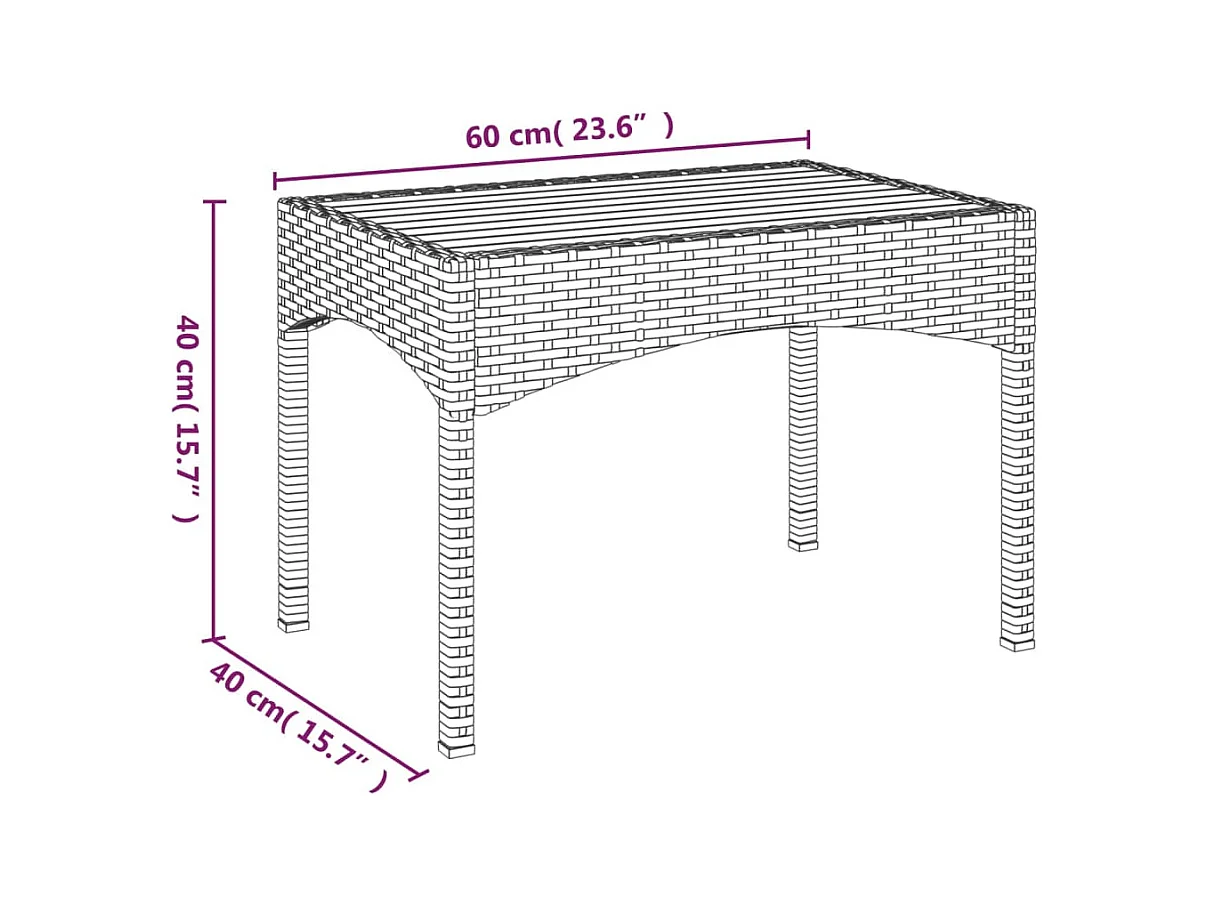 Set van 2 verstelbare tuinstoelen en rieten kunsthars tafel