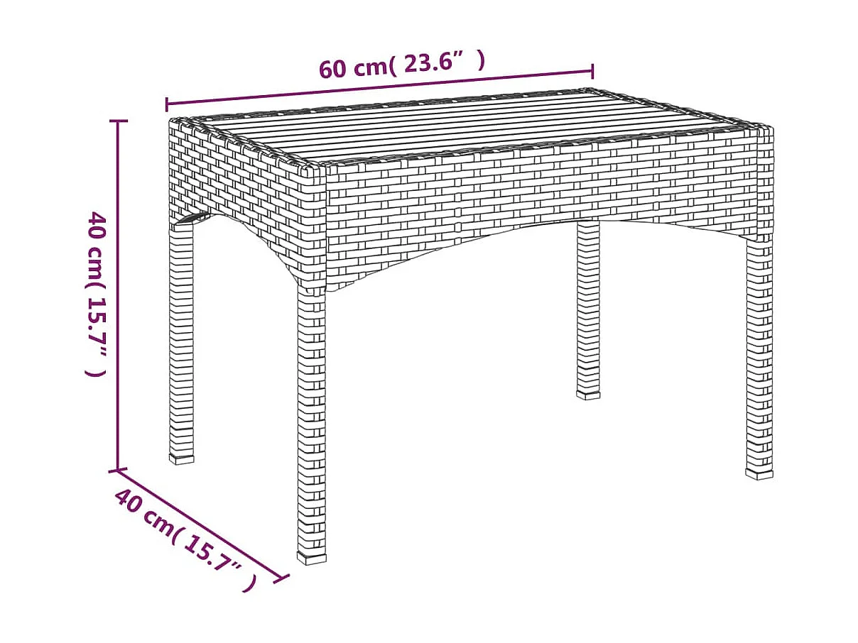 Set di 2 sedie da giardino reclinabili e tavolo in resina di vimini