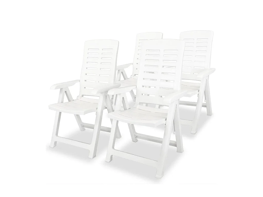 Set van 4 verstelbare tuinstoelen wit kunststof