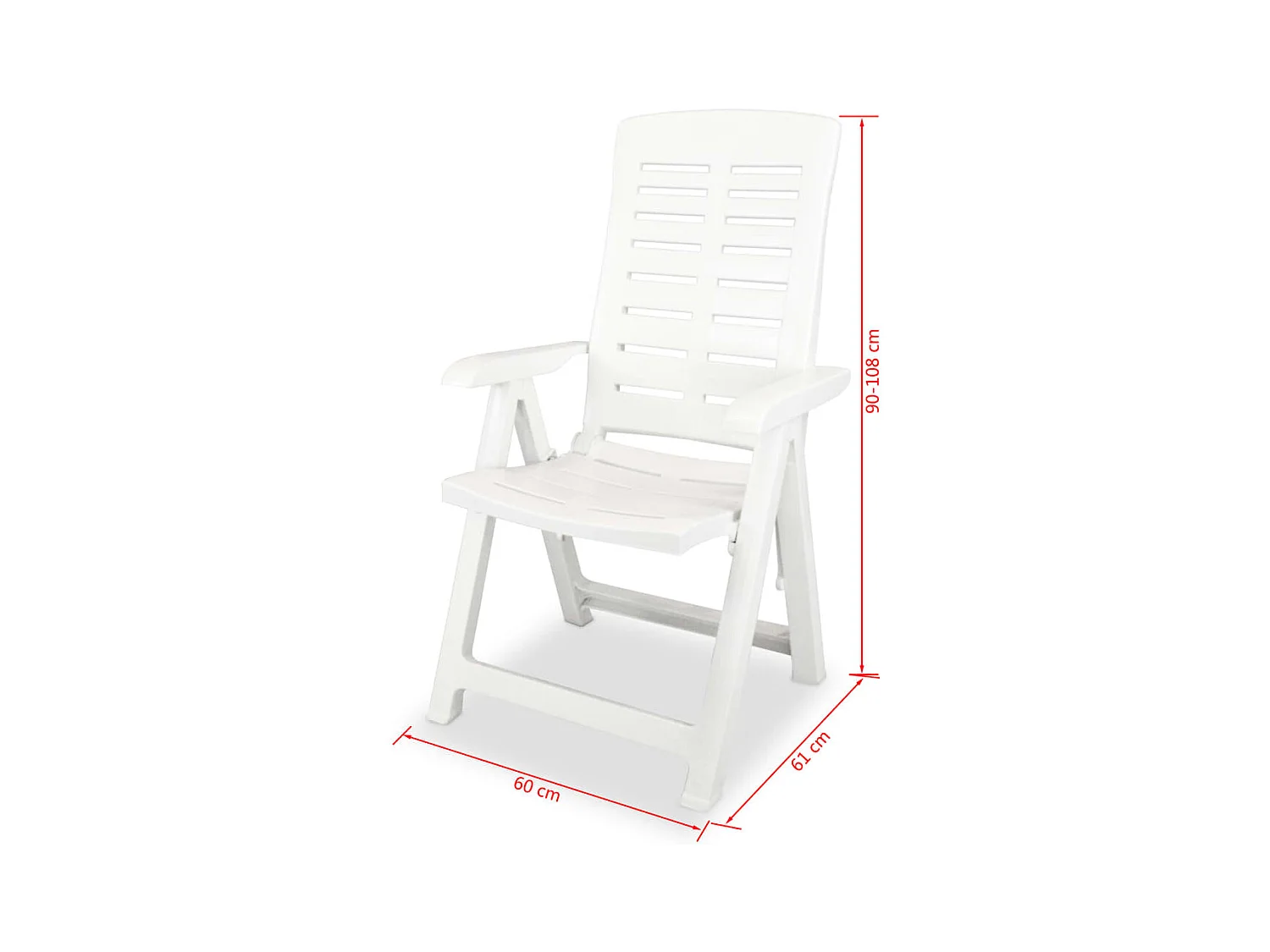 Set van 4 verstelbare tuinstoelen wit kunststof