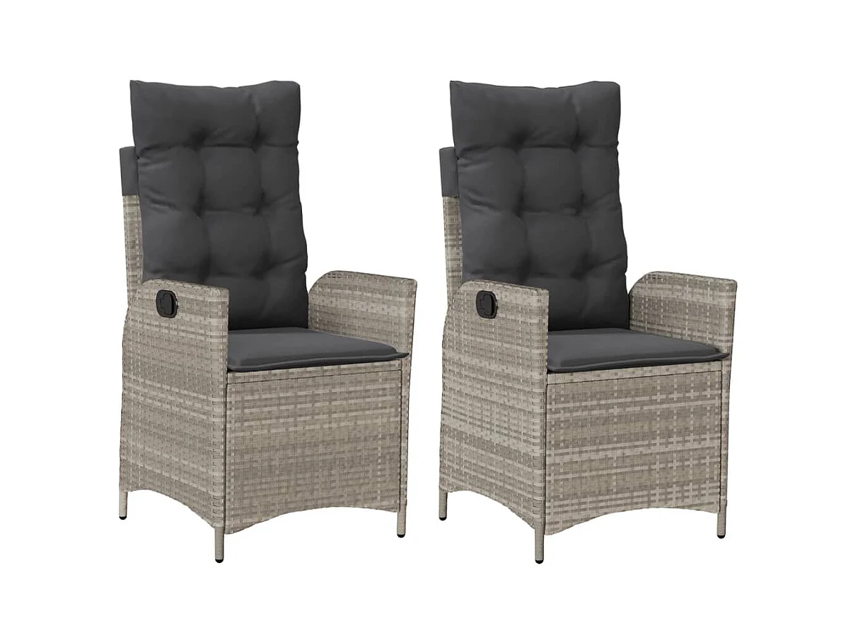 Chaises inclinables jardin lot de 2 et coussins résine tressée