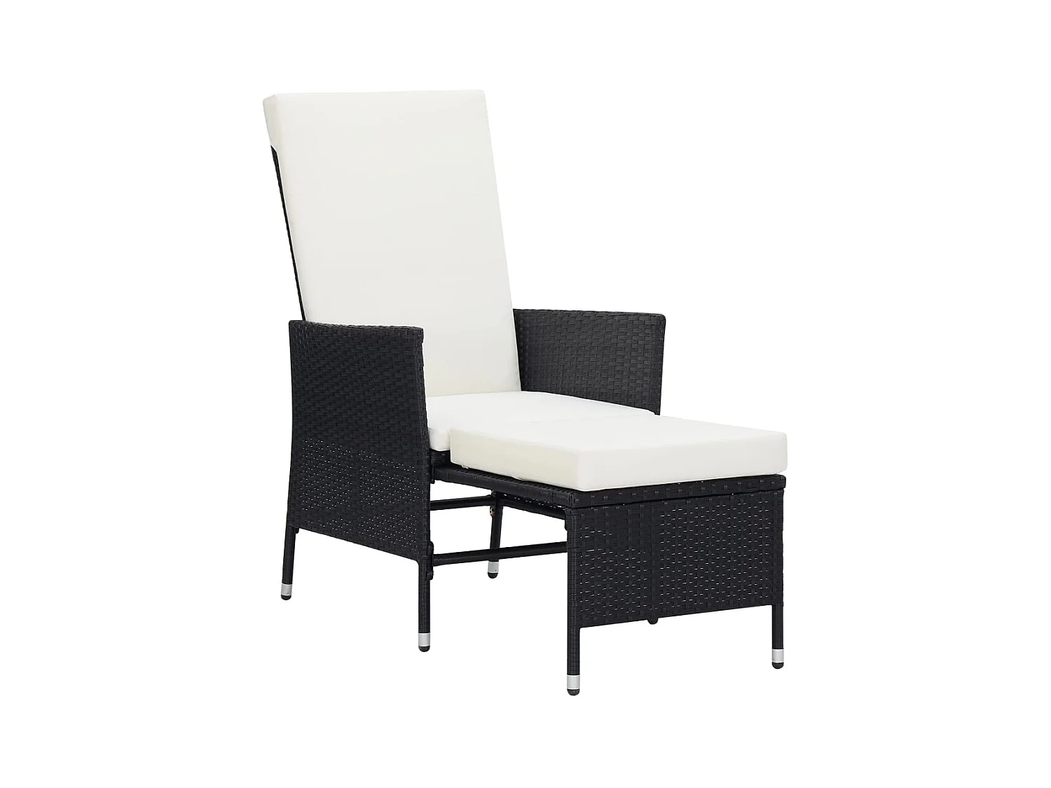 Chaise inclinable de jardin avec coussins Résine tressée Noir