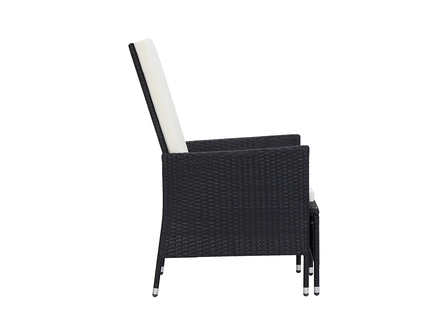 Chaise inclinable de jardin avec coussins Résine tressée Noir