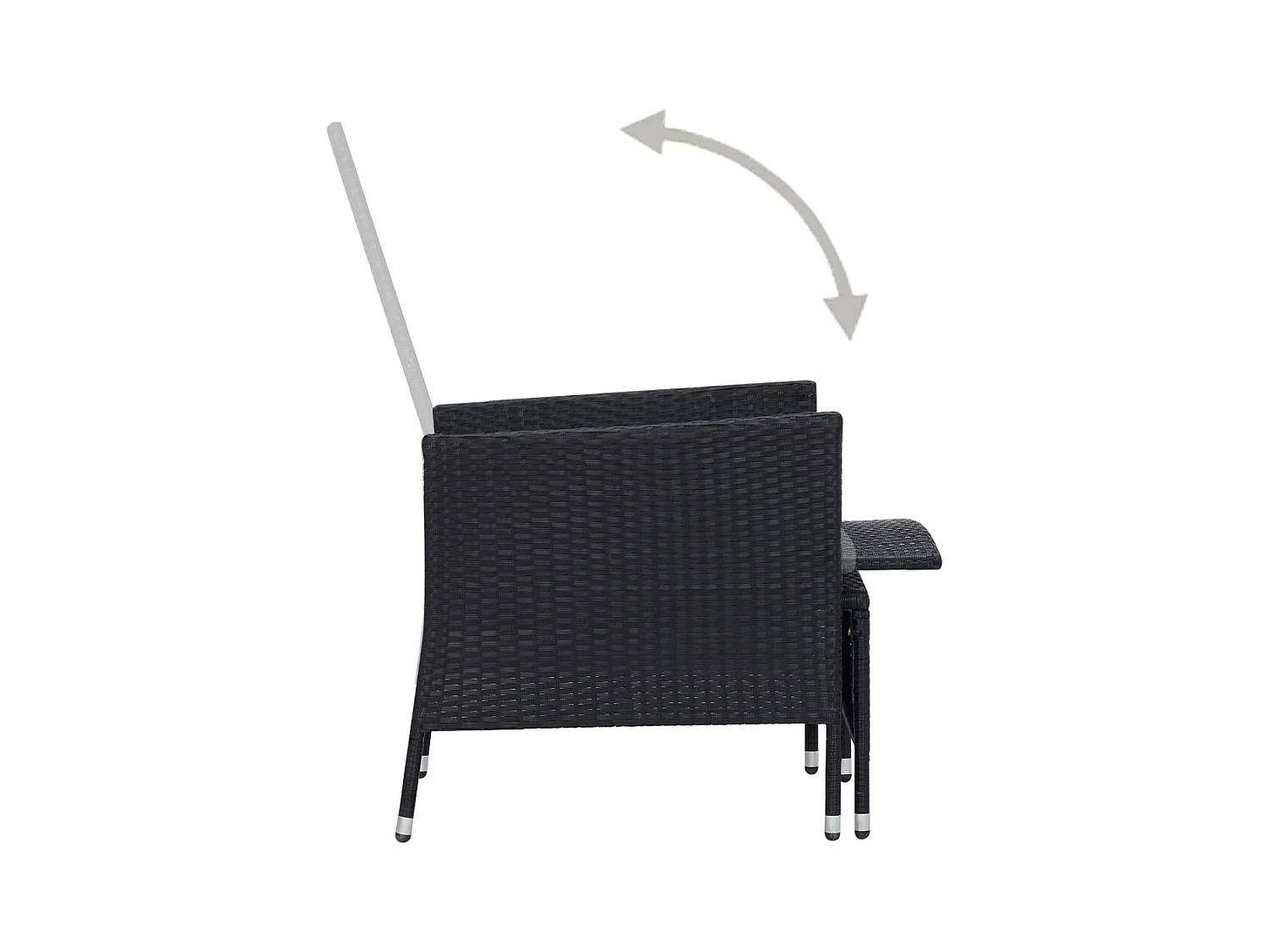 Chaise inclinable de jardin avec coussins Résine tressée Noir