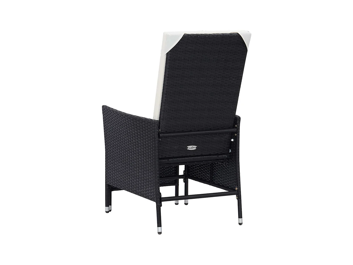 Chaise inclinable de jardin avec coussins Résine tressée Noir
