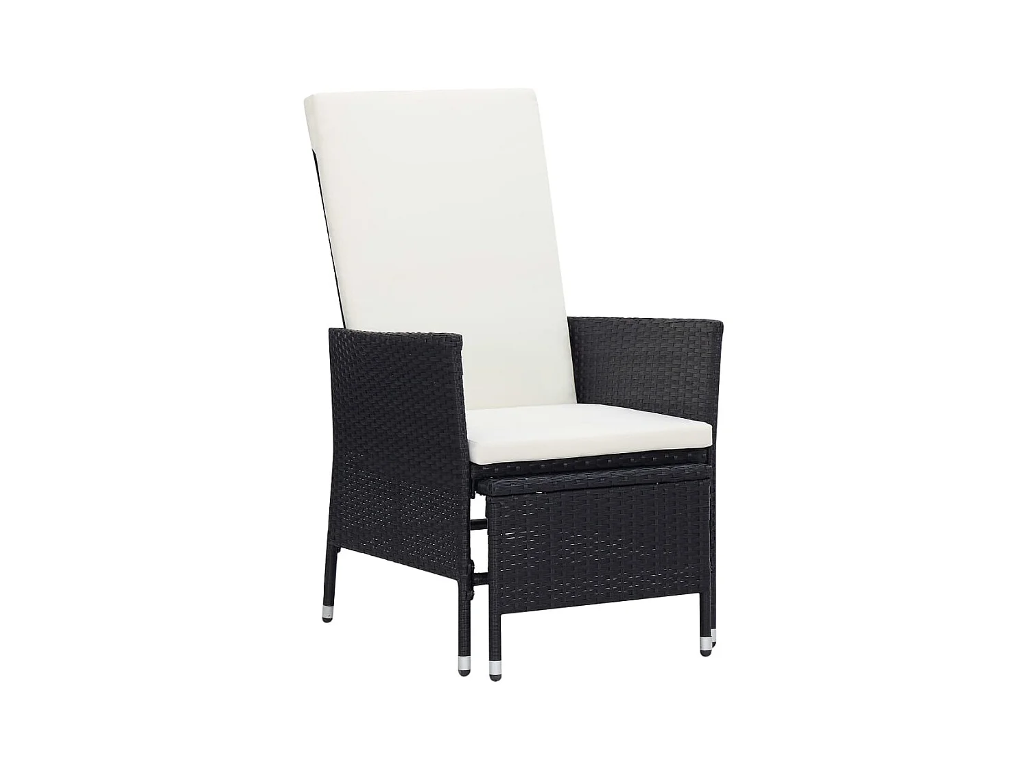 Chaise inclinable de jardin avec coussins Résine tressée Noir