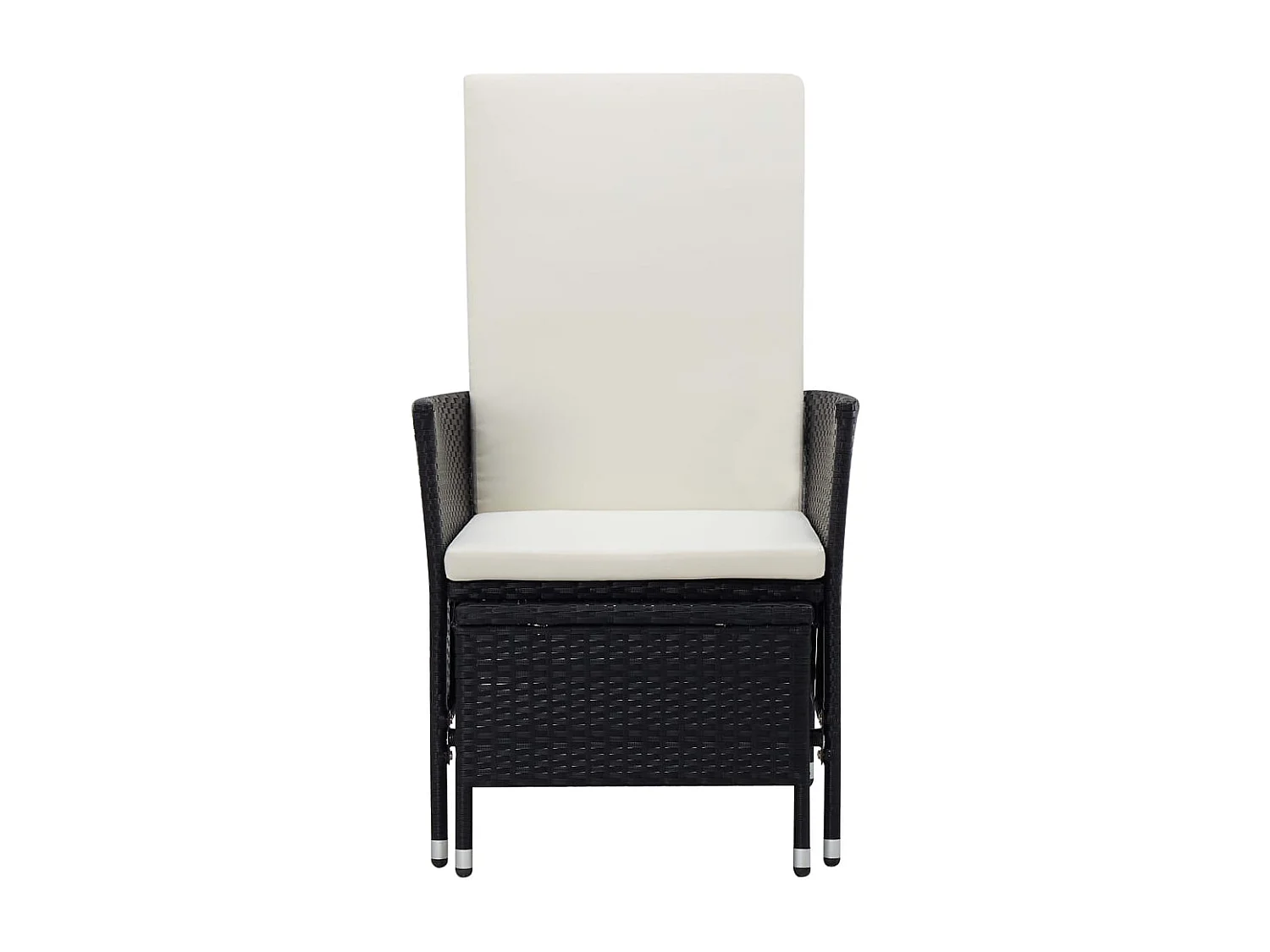 Chaise inclinable de jardin avec coussins Résine tressée Noir