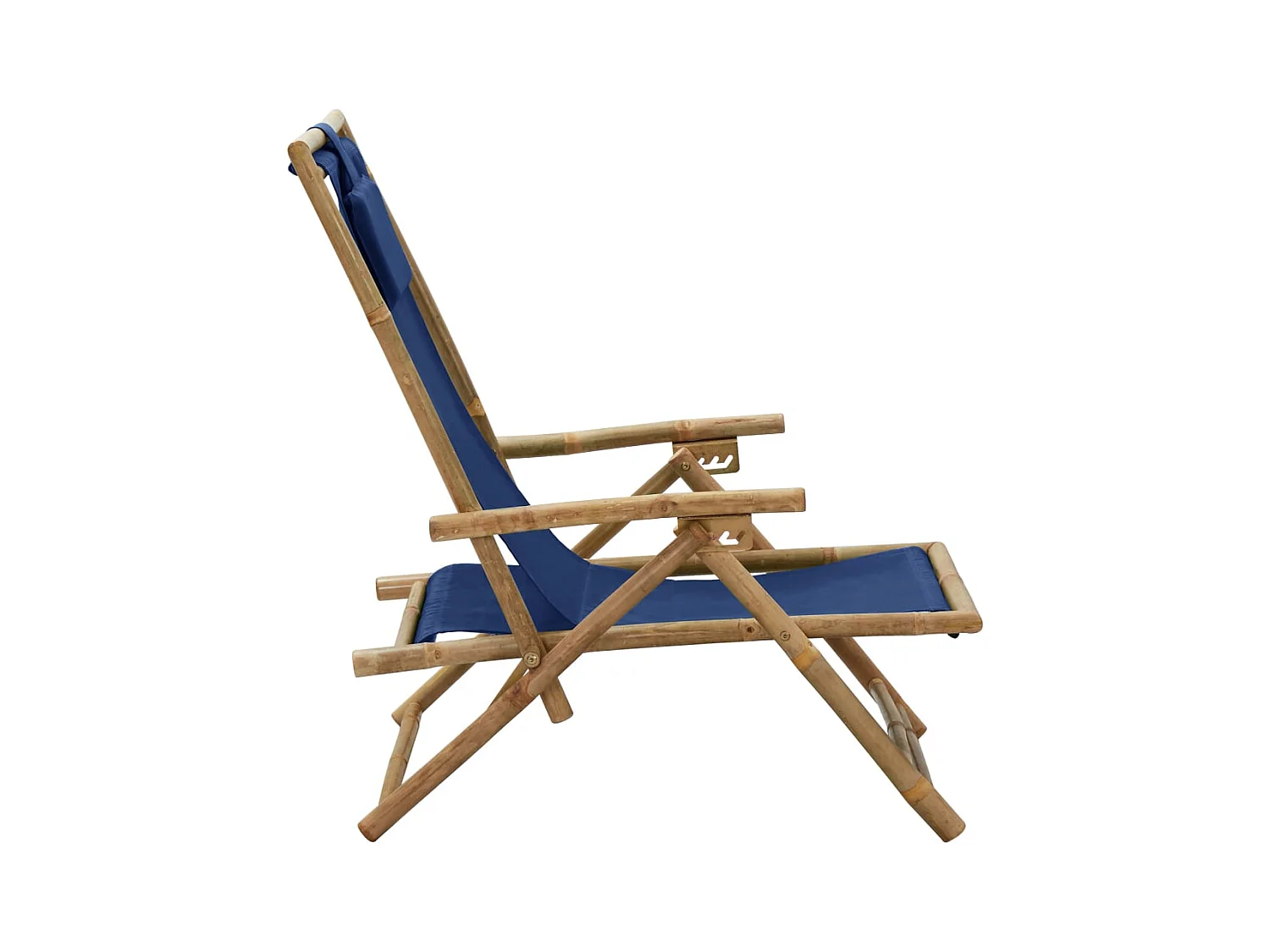 Marineblauwe relaxfauteuil van bamboe en stof