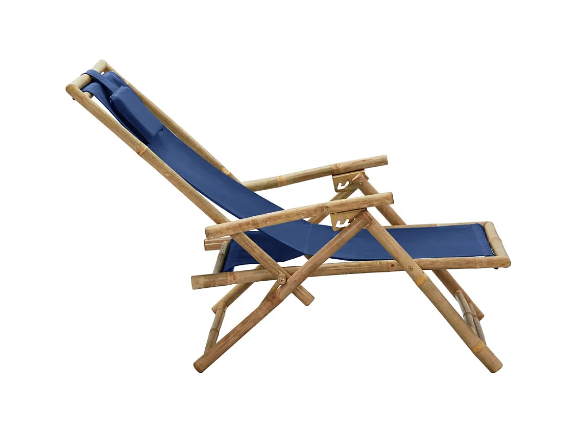 Marineblauwe relaxfauteuil van bamboe en stof