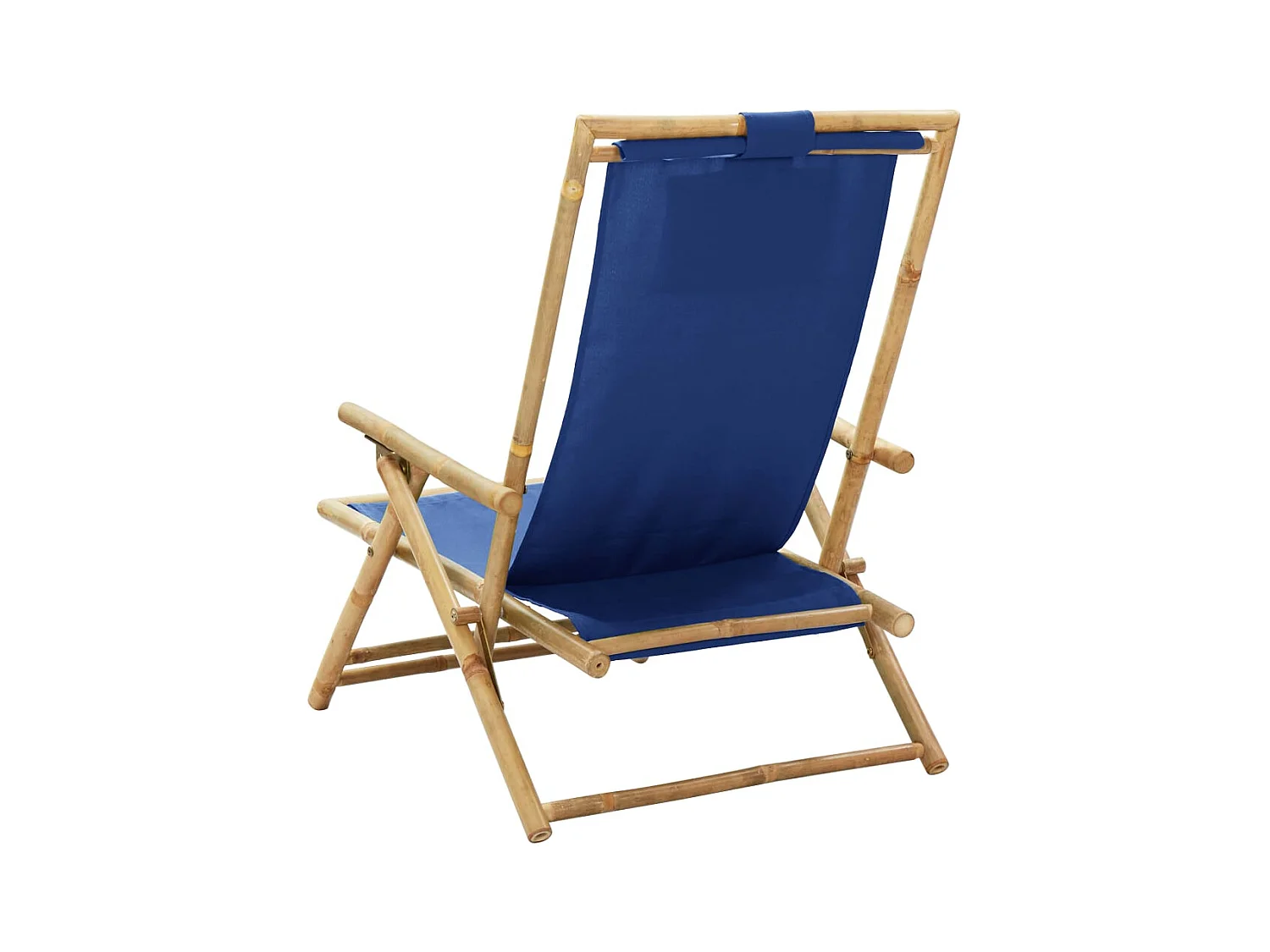 Marineblauwe relaxfauteuil van bamboe en stof