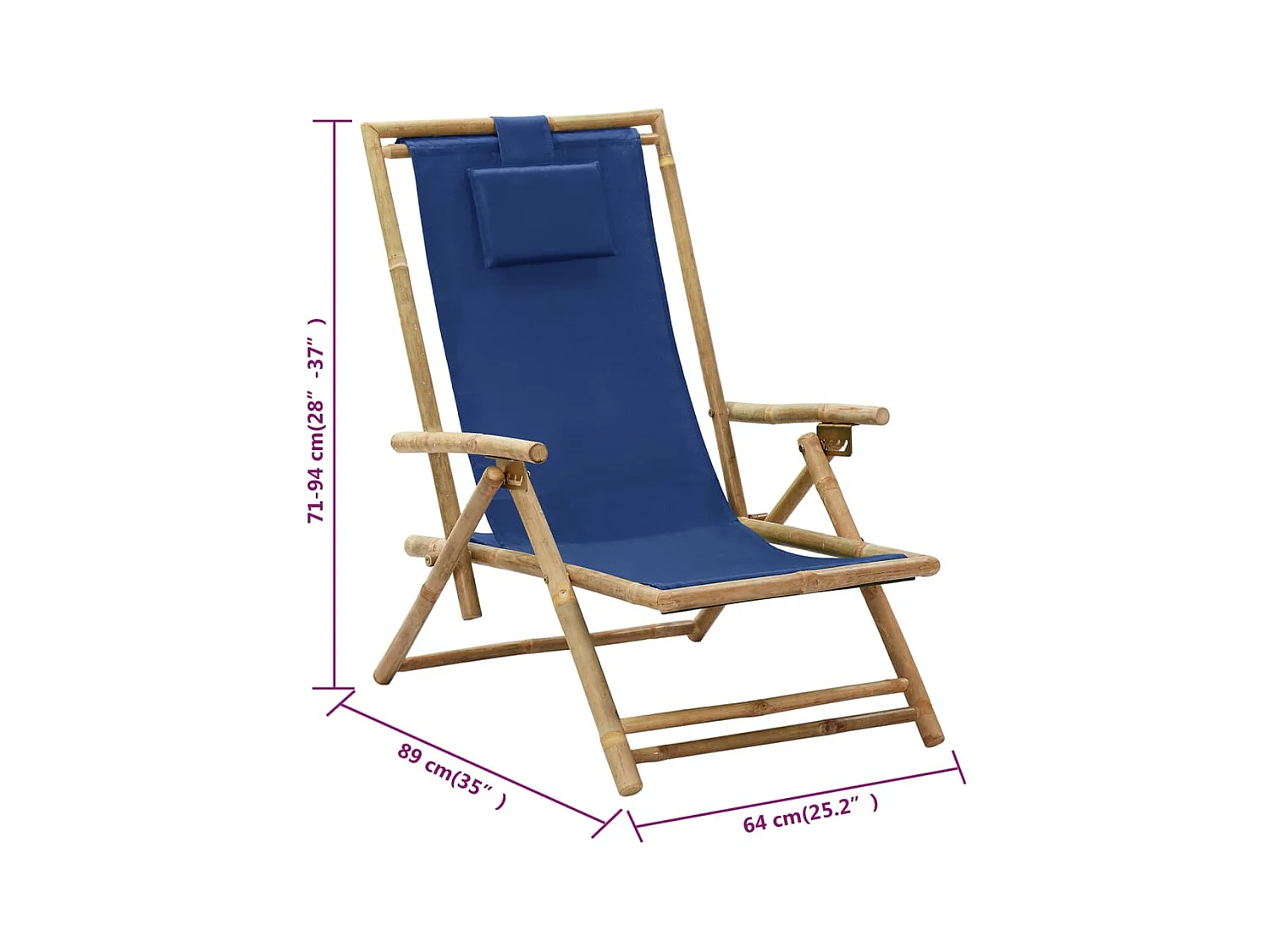 Marineblauwe relaxfauteuil van bamboe en stof